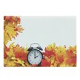 thumbnail image 1 of Clock Cutting Board, Autumnal Leaves and an Alarm Clock Fall Season Theme Romantic Digital Print, Decorative Tempered Glass Cutting and Serving Board, Large Size, White and Orange, by Ambesonne, 1 of 1