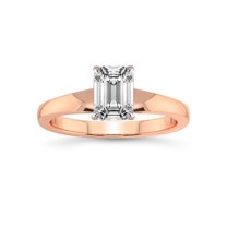 1 Carat IGI Certified Emerald Shape Lab Grown Diamond Engagement Ring | 14K Rose Gold | Arielle Solitaire Diamond Ring | FG-VS1-VS2 Quality Friendly Diamonds