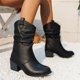 thumbnail image 4 of Amzcrzy Zapatos de mujer,Zapatos de mujer,Zapatillas de mujer, Botas redondas con cremallera retro cálidas para mujer, botas de media pantorrilla Sandalias Mujer Zapatillas De Casa, 4 of 5