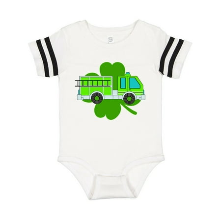 

Inktastic St. Patrick s Day Green Fire Truck with Clover Gift Baby Boy or Baby Girl Bodysuit
