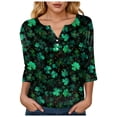 thumbnail image 5 of UngA Women St Patricks Day Shirt Plus Size Funny V Neck 3/4 Sleeve Tops Shamrock Graphic Tshirt Irish Shirts Outfit,Size S, 5 of 9