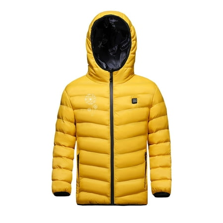 

JSGEK Toddler Baby Boys Girls Thick Jacket Clearance Zip up USB Heated Clothes Soft Comfy Winter Warm Coat for Kids Casual Cute Rechargeable Electric Windproof Hoodies Yellow 4-5 Years