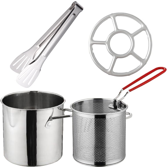 Luxshiny 1Set Stainless Steel Fryer Kit with Basket for Home Use Assorted Color