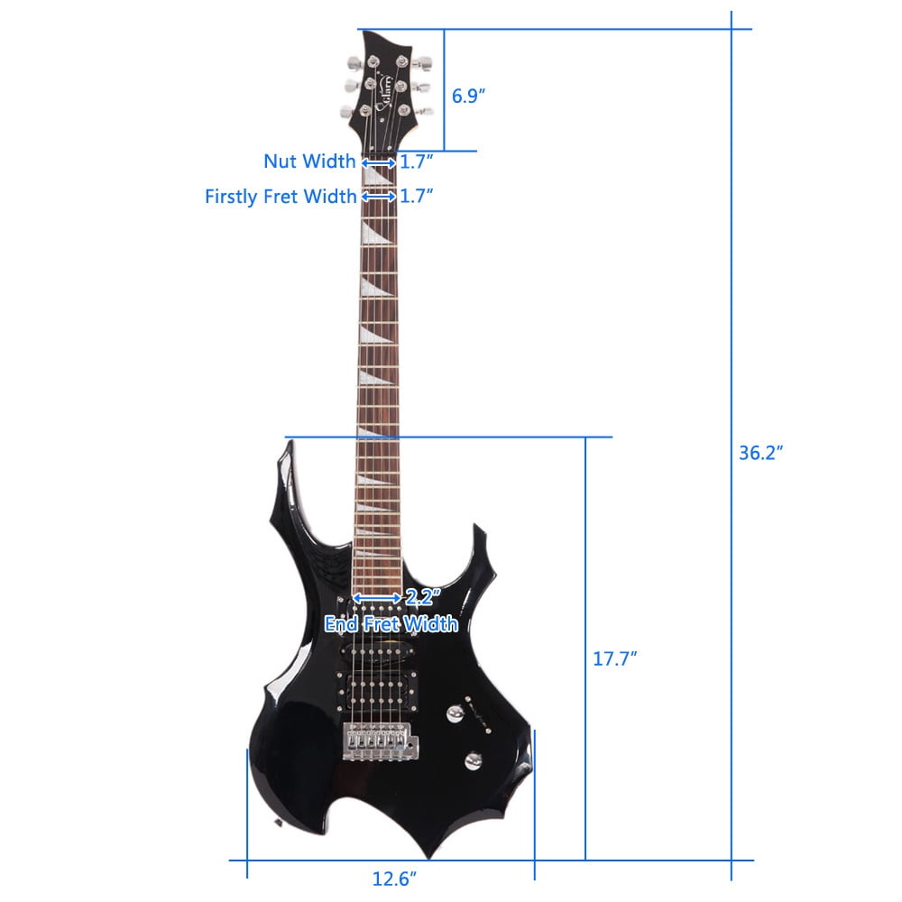 Tcbosik Burning Fire Design Electric Guitar with Amplifier, HSH Pickup, Bag and Strap, Black