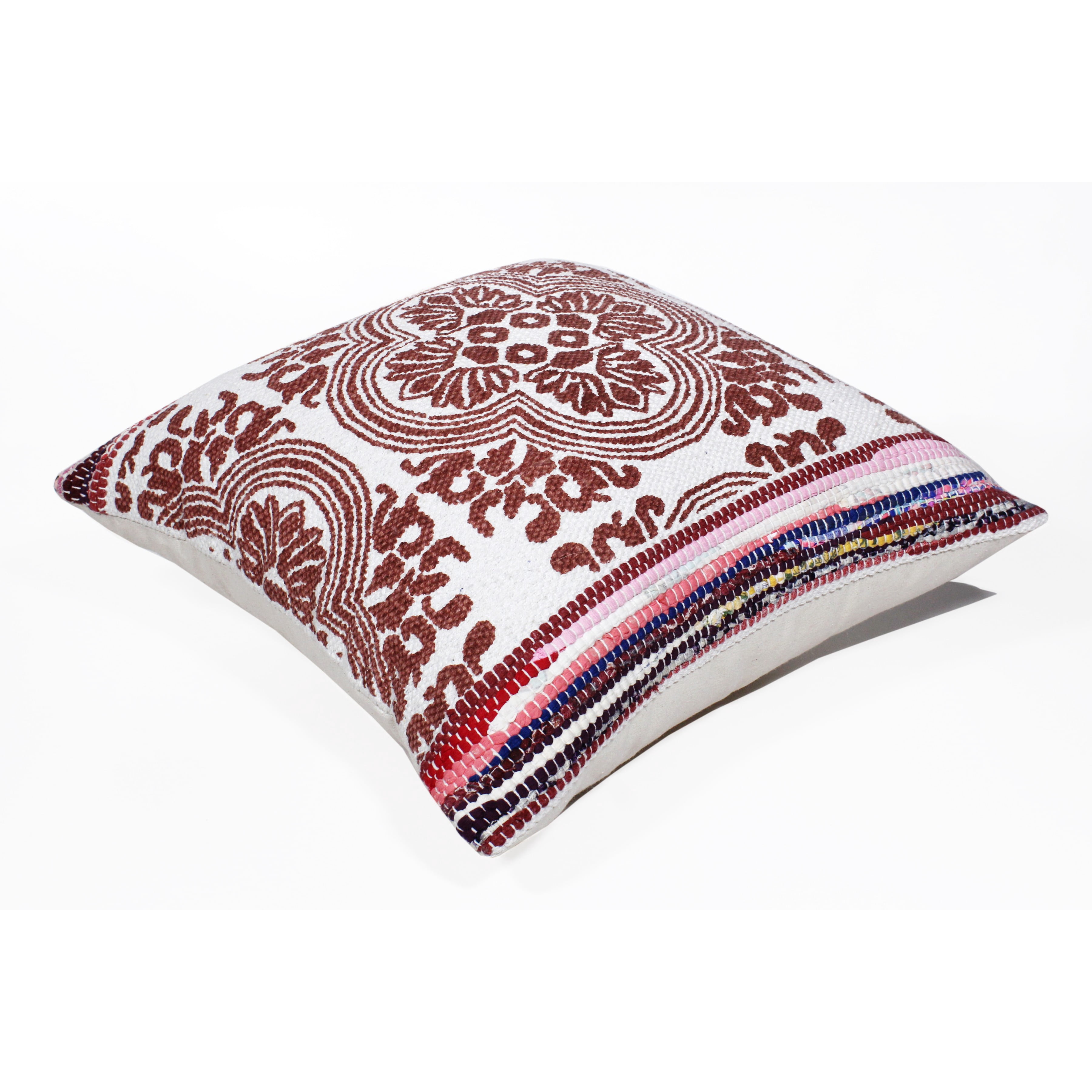 Harlow Hill Naomi 20" x 20" Geometric Cotton Blend Adult Decorative Feather Filled Pillow, Red/White/Multi