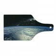 thumbnail image 1 of Earth Cutting Board, Majestic Universe Image with Earth and Distant Nebula Clouds Waters, Decorative Tempered Glass Cutting and Serving Board, Wine Bottle Shape, Pale Grey Pale Blue, by Ambesonne, 1 of 1