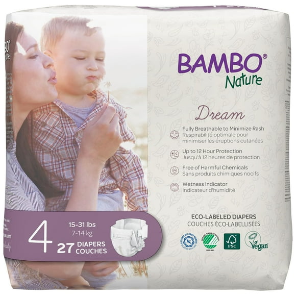 Baby Diapers Bambo Nature Hypoallergenic Size 4 (15-31 lbs)