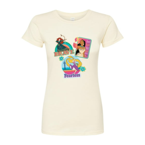 Disney Princesses - Fierce Pocahontas, Fearless Rapunzel & Brave Merida - Juniors Fitted T-Shirt