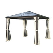 10 x 10 ft Deluxe Hard Top Waterproof Gazebo Canopy Heavy Duty Shelter with Curtains and Mosquito Netting