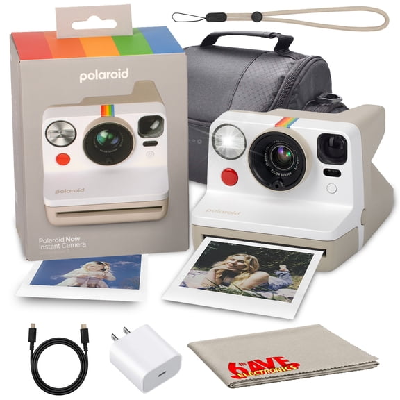Polaroid Now Generation 3 i-Type Instant Camera, Pebble White | Autofocus, Self-Timer, Flash