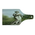 thumbnail image 2 of Architecture Cutting Board, Sculptured Greenery on the Grounds of Achillion Palace Corfu Island, Decorative Tempered Glass Cutting and Serving Board, Wine Bottle Shape, Green Beige, by Ambesonne, 2 of 5