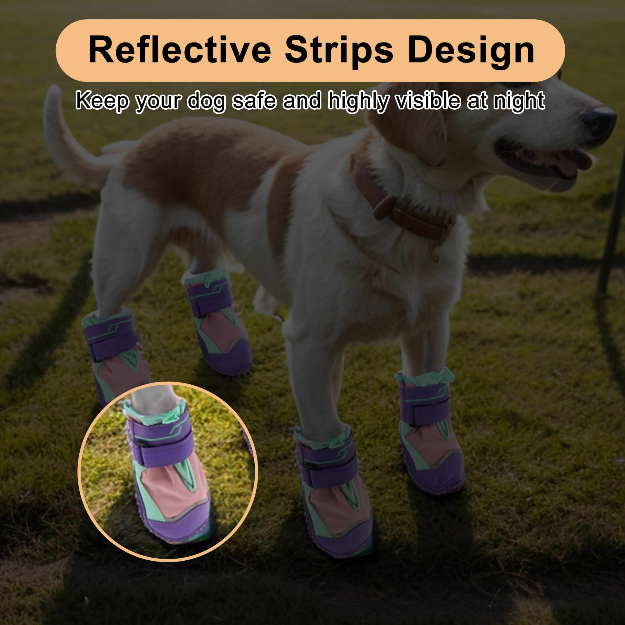 Unique Bargains 4pcs Dog Shoes Waterproof Anti Slip Boots Protectors 2.75" Purple