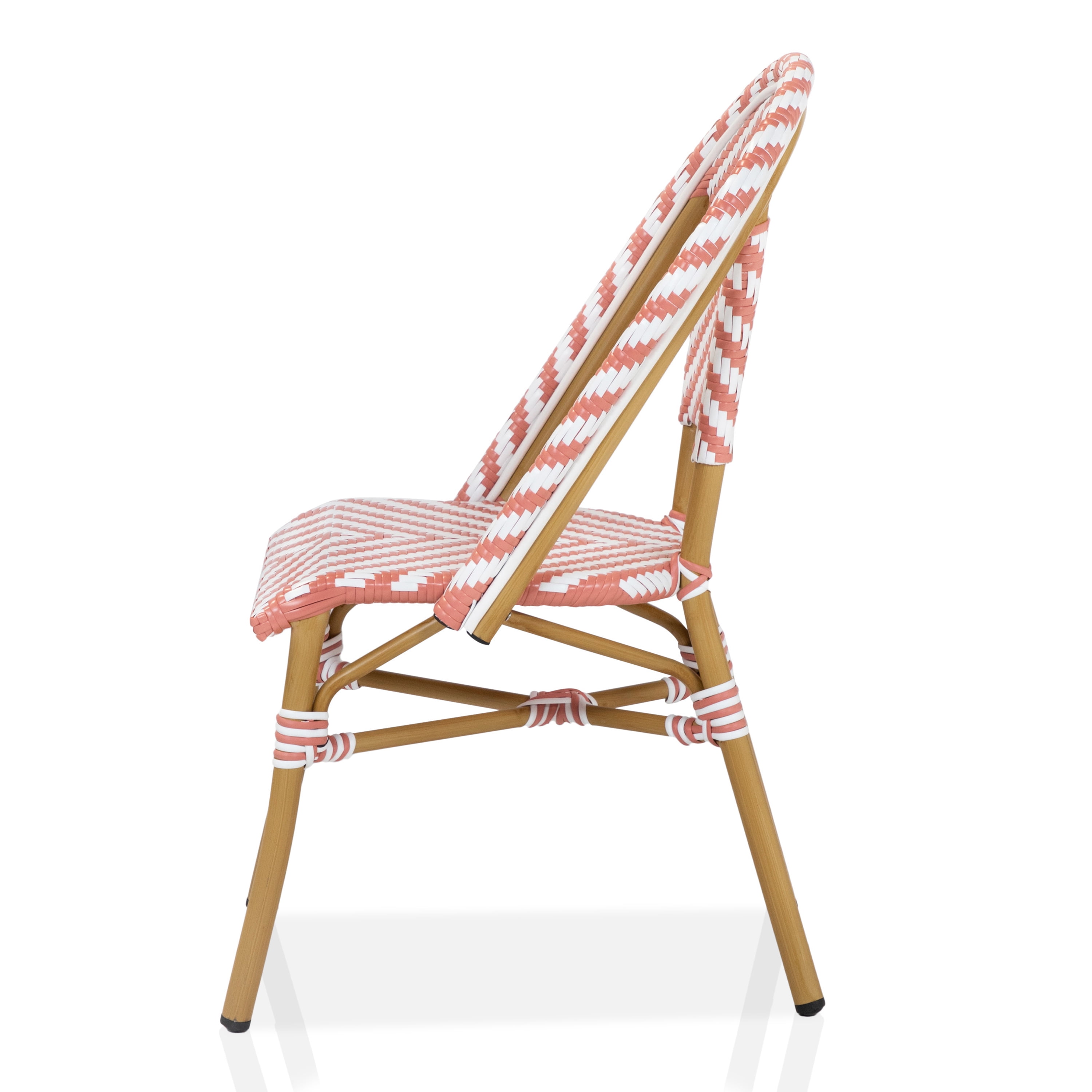 Furniture of America Tahit Outdoor Dining Chair - Faux Rattan - Set of 2 - Armless - Pink