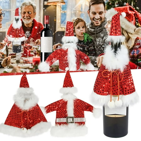 

QWY Christmas Red Set Creative Santa Decorations Christmas Red Bottle Set