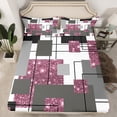 thumbnail image 2 of YST Abstract Geometric Sheet Set For Girls Full Pink Glitter Bling Sequins Check Bed Sheets,Black Grey Stripes Grids Sheets Starry Sky Geometry Fitted Sheet + Flat Sheet + 2 Pillow Cases, 2 of 5