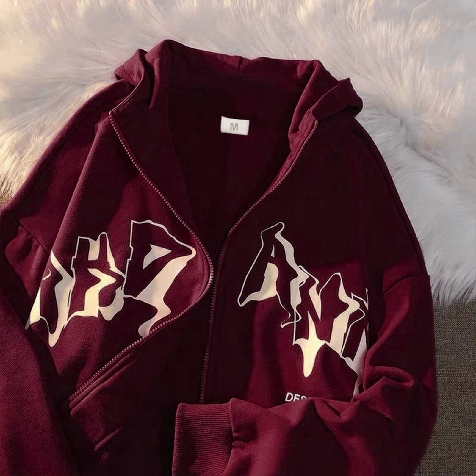 Zip Up Hoodies for Men Gothic Letter Graphic Sweatshirt Jackets Oversized Casual Hooded Sweatshirts with Pockets