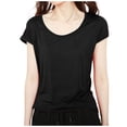 thumbnail image 2 of Lixiuxyad Round Neck Short Sleeved Slim Fit Versatile Base Shirt For Women's Casual T Shirt Summer Tee Shirts,Black L, 2 of 5