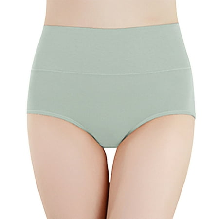 

Women Briefs High Waist Full Coverage Stretchy Tummy Control Underpants Underwear for Daily Life Green L