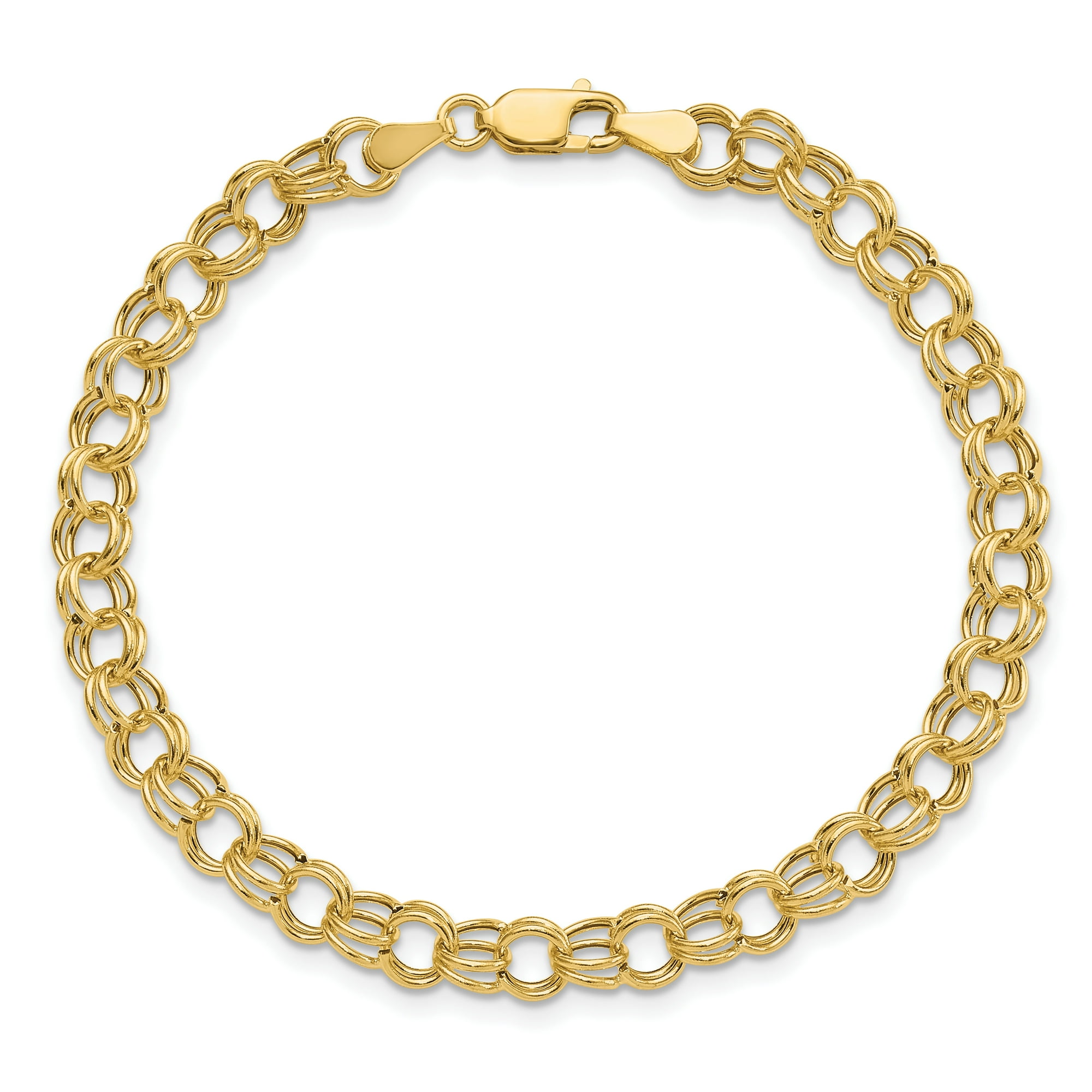 10k Yellow Gold Double Link Chain Charm Bracelet Walmart