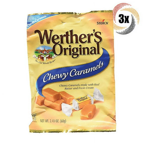3x Bags Werther‘s Original Chewy Caramels Candies 2.4oz ( Fast Shipping! )