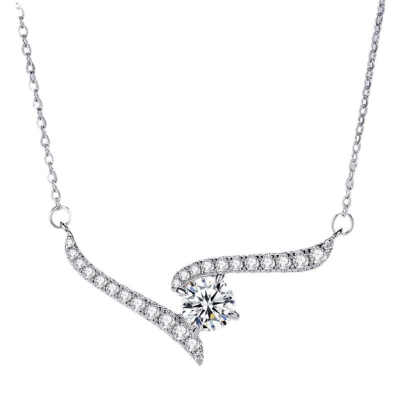 Dainty 1 Carat Moissanite Pendant Necklace for Women Round Cut D Color VVS1 Lab Diamond Necklace 925 Sterling Silver Moissanite Necklace for Women with Certificate