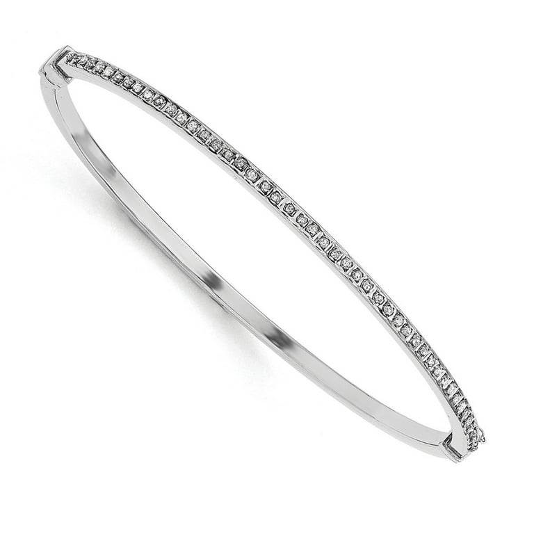 Sterling Silver Diamond Mystique Round Hoop Earrings & Hinged Bangle Set Sterling Silver Diamond Mystique Round Hoop Earrings & Hinged Bangle Set