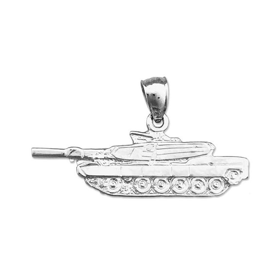 Rhodium Plated 925 Sterling Silver US Army Tank Pendant