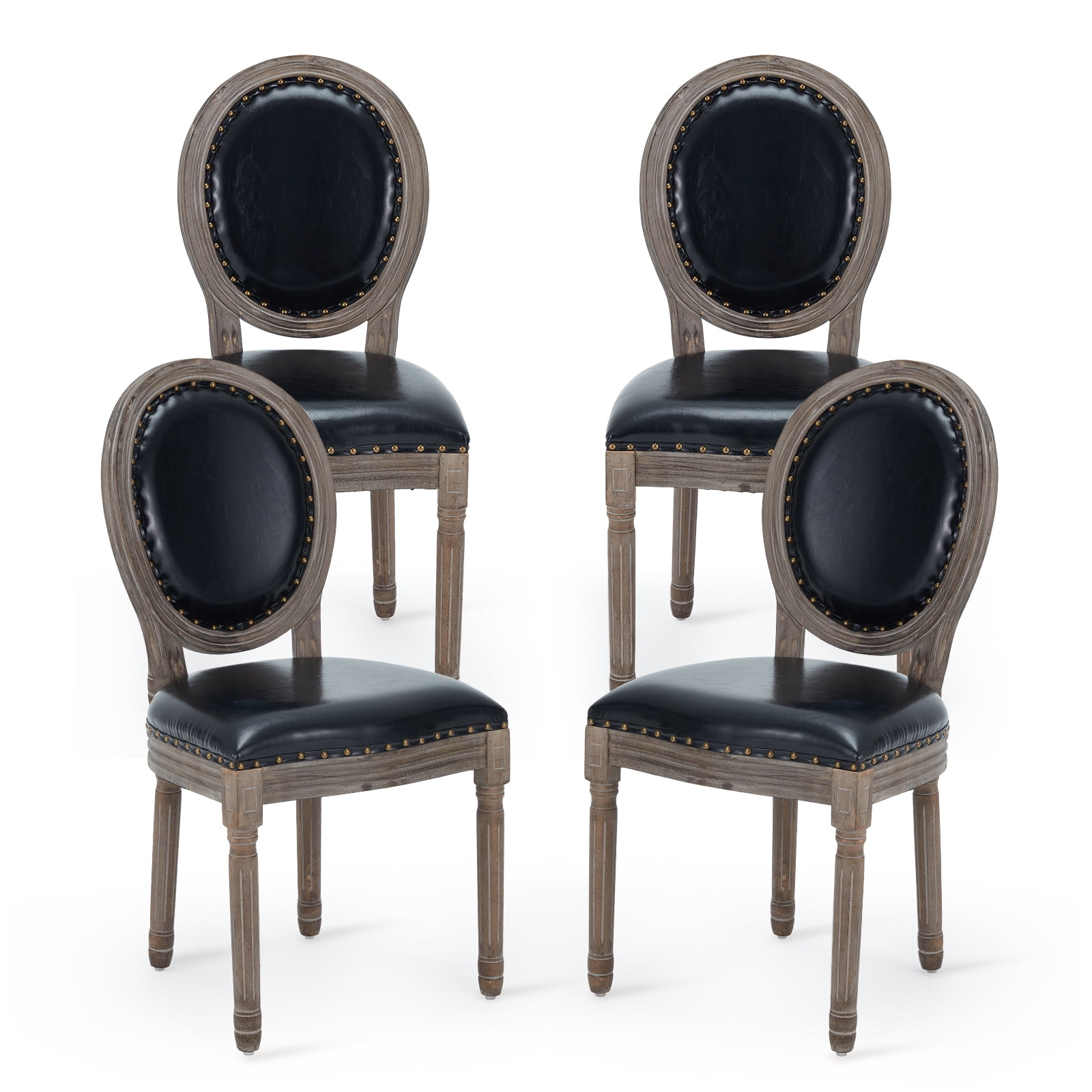 AVAWING French Country Leather Dining Chairs Set of 4, Farmhouse Dining