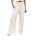 thumbnail image 3 of RotHome Womens Boho Pants Linen Wide Leg High Waist Casual Flowy Palazzo Trousers Summer Beach Vacation Travel Outfits Spring Cruise Clothes 2026 Plus Size, 3 of 9