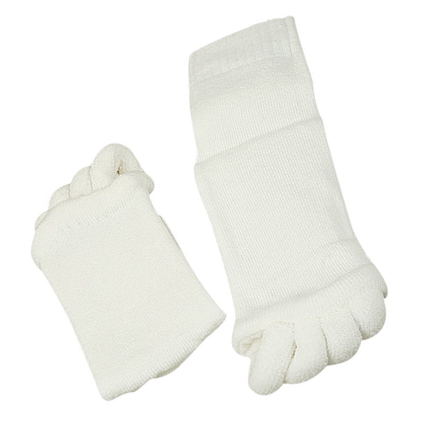 Soidarity 1 par de calcetines transpirables de algodón para pedicura, amigables con la piel, lavables, todo incluido, calcetines de alineación Cuidado de los pies Blanco