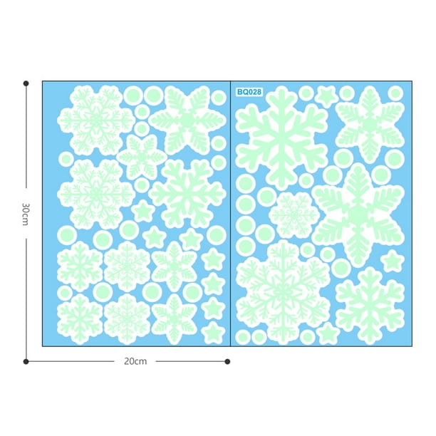 Etiqueta engomada del copo de nieve de Navidad, en la oscuridad pegatinas luminosas de Navidad pegatinas de pared innovación moderna Jadeshay A