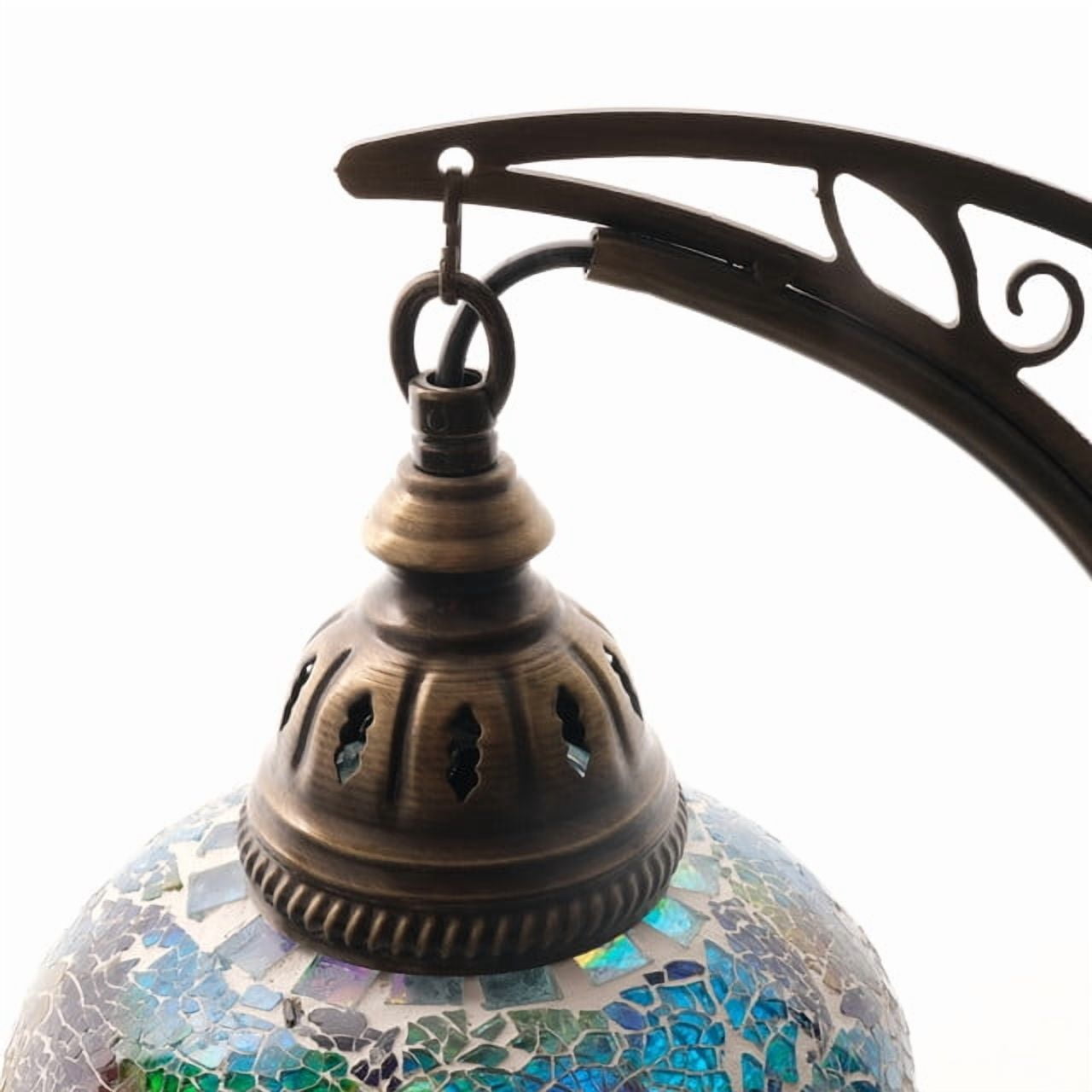 Asylove Turkish Moon Lamp - Mosaic Moroccan Table & Floor Light, Authentic Meditation Lamp - Total Dim. 7.5 x 11 x 18 inches (Turquoise)