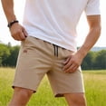 thumbnail image 3 of Men's Solid Color Casual Drawstring Elastic Waist Lightweight Summer Shorts with Side Pockets, 3 of 5