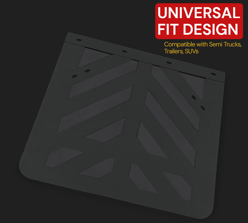 2 Pack Semi Truck and Trailers Mud Flaps - 24"x24" Black Stripped Rubber Truck Splash Guard for Mud, Gravel, & Road Debris Protection