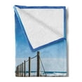 thumbnail image 2 of Beach Soft Flannel Fleece Blanket, Empty Beach with Pathway Mediterranean Heaven Serene Quiet Nobody Summer Peace Theme, Cozy Plush for Indoor and Outdoor Use, 50" x 70", Cream Blue, by Ambesonne, 2 of 5