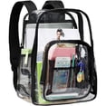 thumbnail image 1 of Mochila transparente resistente, mochila escolar transparente de plástico PVC grande, mochilas informales transparentes para hombres (negro), 1 of 5