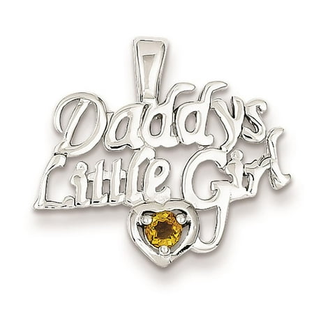 Little Girl Birthstone Charm - Citrine d Daddy's Little Girl Charm Pendant 20mmx22mm Sterling Silver