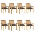 thumbnail image 1 of vidaXL Stacking Garden Chairs with Cushions 8 pcs Solid Teak Wood, 1 of 5