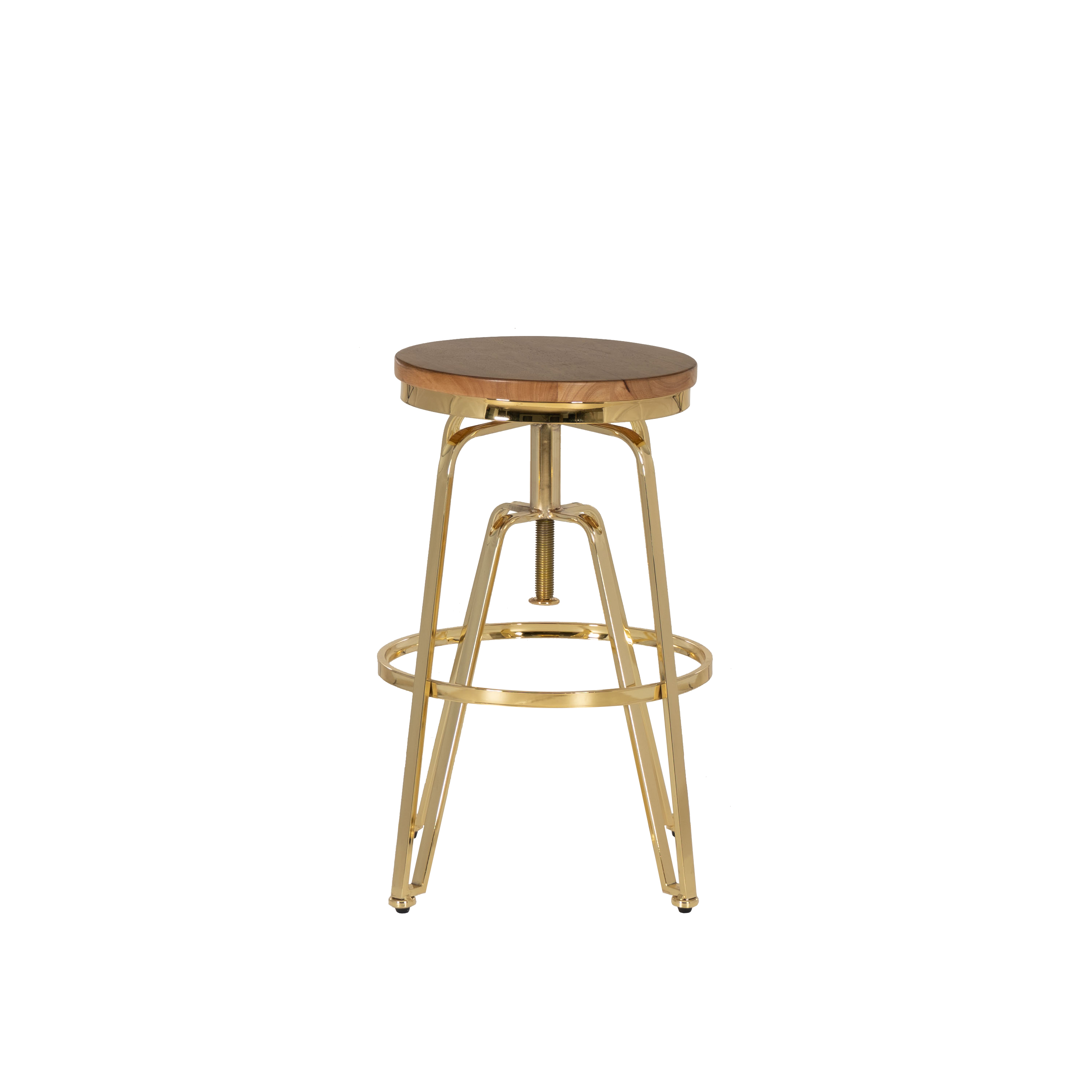 Linon Farhart Backless Bar Stool with Adjustable Height & Swivel, Gold
