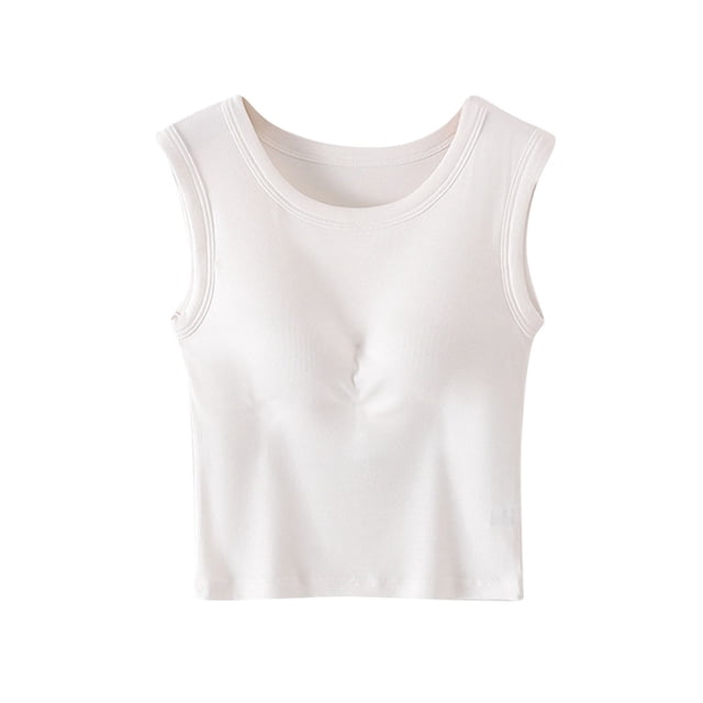 Camisole Sans Manches pour Femmes avec Coussinet de Poitrine Intégré Sans Armature Pyjama en Polyester Doux pour Tous les Jours
