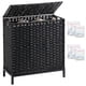 thumbnail image 1 of Cesto de lavandería con tapa, 132 L, (35 galones), cesta de ropa con tapa, cesta de lavandería de ratán tejida a mano con pies elevados de metal, cestas de lavandería con 3 bolsas extraíbles, 1 of 7