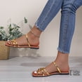 thumbnail image 6 of Women's Flat Sandals Square Open Toe Strappy Slingback Casual Summer Shoes Gold 7.5, 6 of 7