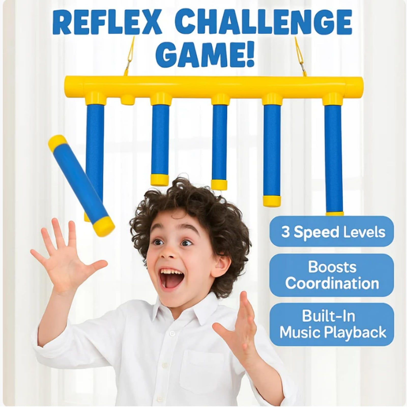 Reflex Game,Reflex Drop Sticks Challenge Game with Remote, Hand Eye Coordination Training Reaction Training,3-Speed Reflective Drop Stick Game, Hand-Eye Coordination Catching Sticks for All Age