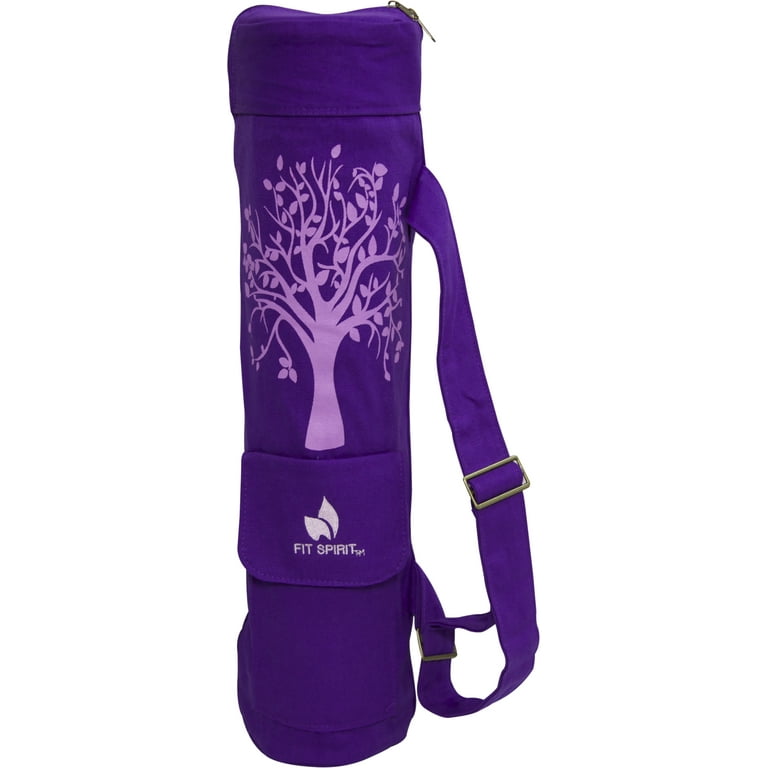 Fit Spirit Tree of Life Exercise Yoga Mat Bag w/ 2 Cargo Pockets - Purple  (MAT IS NOT INCLUDED)