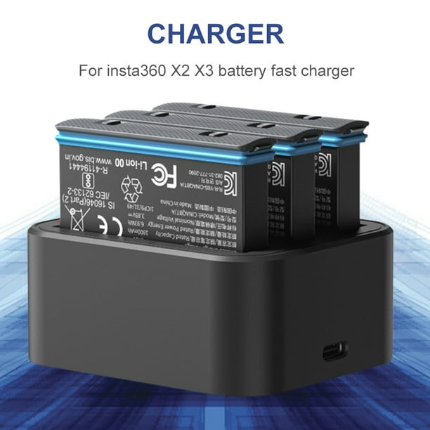 Concentrador De Cargador De Batería Concentrador De Cargador De Batería Soporte de cargador de batería de 3 ranuras 12V 3A Hub de carga rápida para cámara Insta360 X2 X3