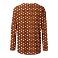 thumbnail image 4 of Dolkfu Pull-on Tops for Women Trendy French Chic Long Sleeve Brown Crew Neck Blouses & Tops Patchwork Retro Vintage Polka Dot Brown,L, 4 of 6