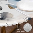 thumbnail image 4 of Abstract Brown Round Fitted Table Cover Blue Floral Vintage Watercolor Blossom Flowers Waterproof Table Cloth with Elastic Edge Wipeable Tablecloth for Picnic Camping Party Fits 36"-44" Diameter, 4 of 8