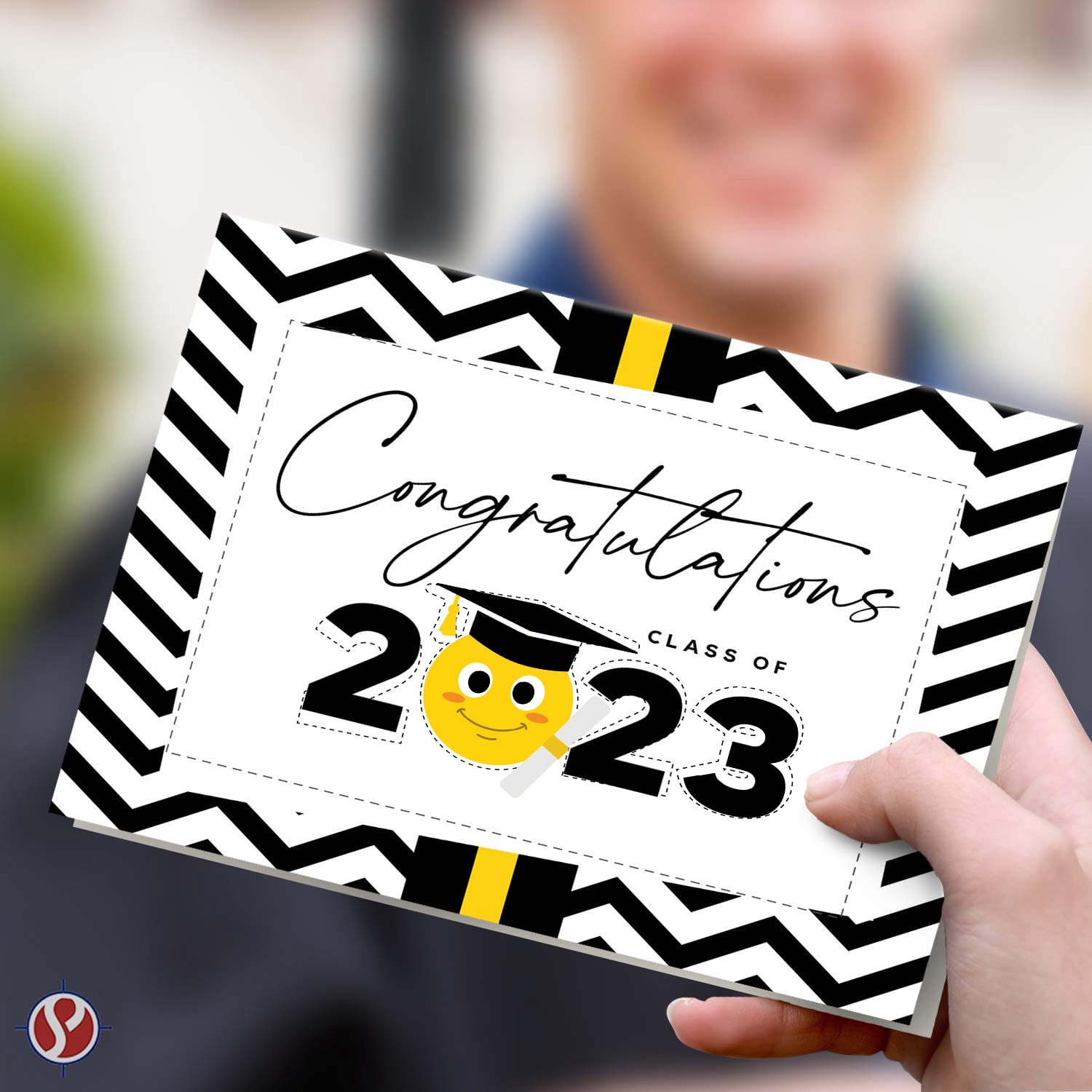 Graduation Congratulations Class of 2023 Cards – Cute & Funny Emoji Grads High School Collage Graduates Celebratory Greeting | (A2 Size) 4.25 x 5.5” Card When Folded | 25 Cards & Envelopes per Pack