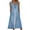 Blue, variant on Women's Casual Denim Dress V Neck Sleeveless Jeans Button Down Midi Dress
