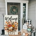 thumbnail image 2 of Fall Floral Pumpkins Garden Flag 12x18 Inch Double Sided Small Burlap Autumn Mason Jar Holiday Flag for Outside Yard Welcome CF1548-12, 2 of 6